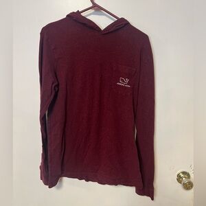 Vineyard Vines Burgundy Cotton Long Sleeve hooded shirt